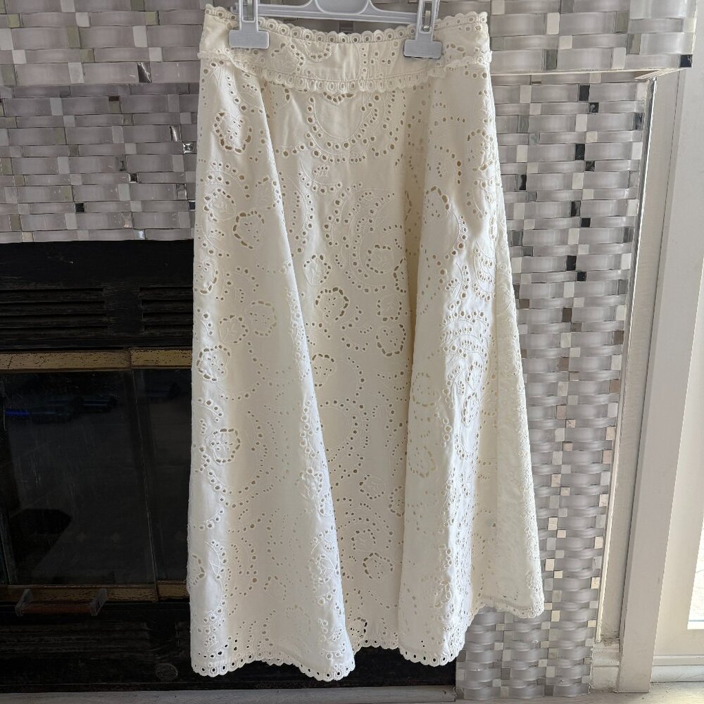 kate spade white embroidered skirt